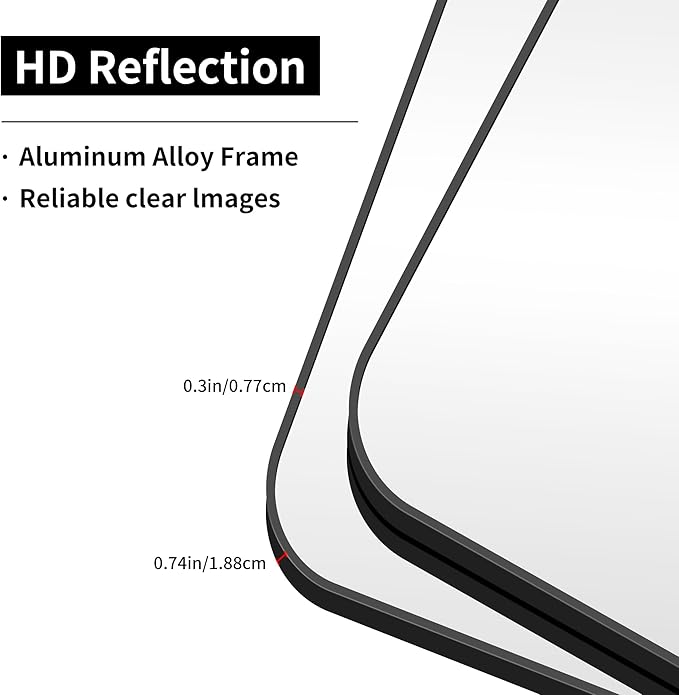 Large Bathroom Mirror, 60 x 40 inch Black Rectangle Mirror, Metal Framed - Image 9