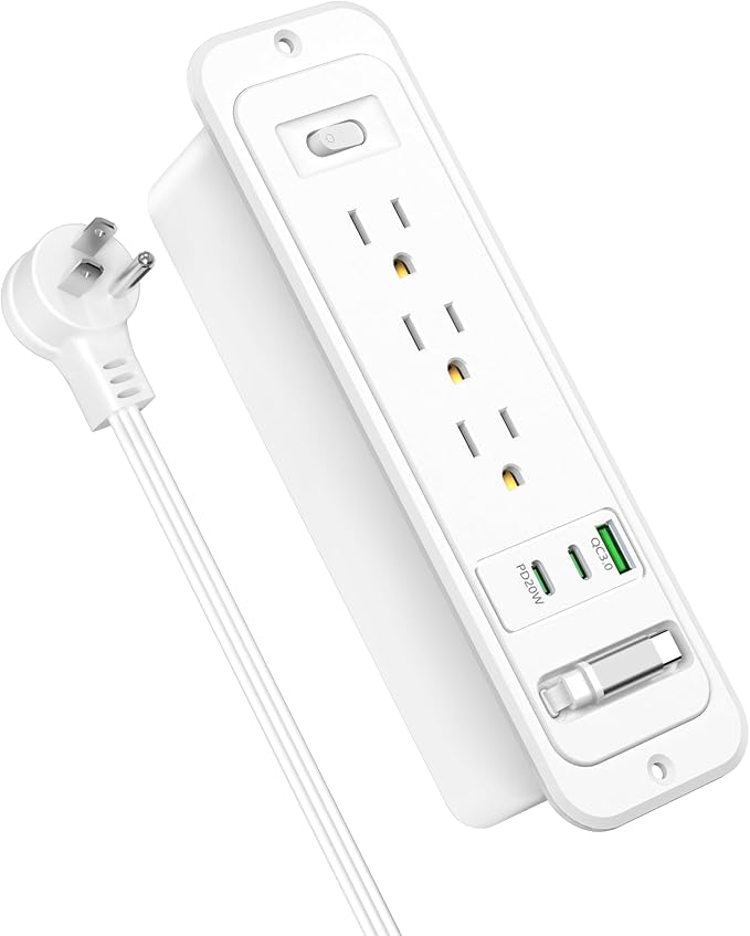 Recessed Power Strip with Retractable USB C Cable, 2 PD 20W USB C, Flush Mount - Image 8