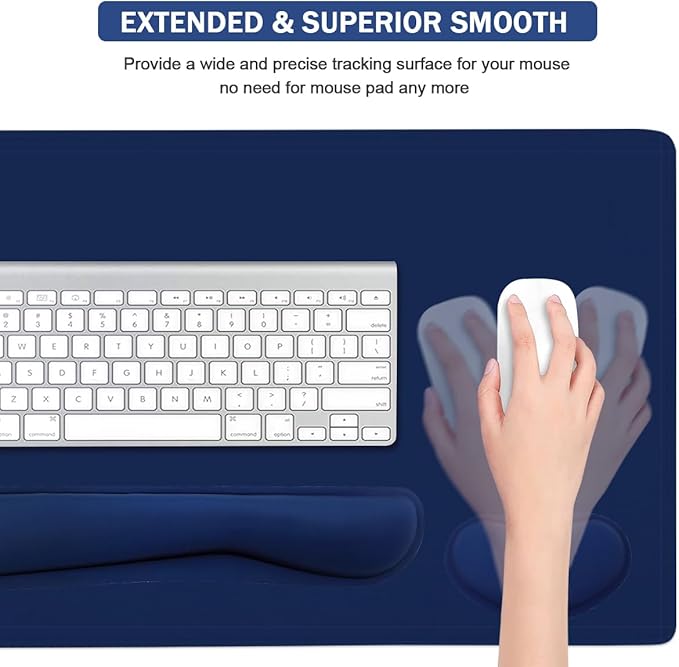 Large Keyboard Mouse Pad Set, Extended Mouse Pad+Keyboard Wrist Rest Support - Image 5