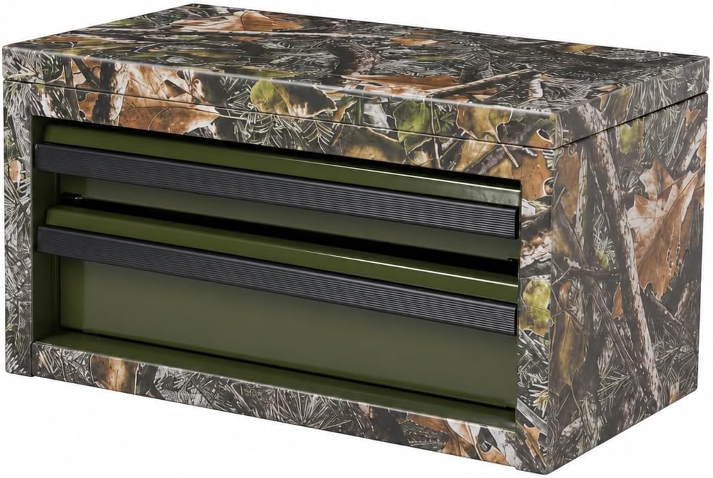 mini 2-drawer steel tool box green camo, main product view