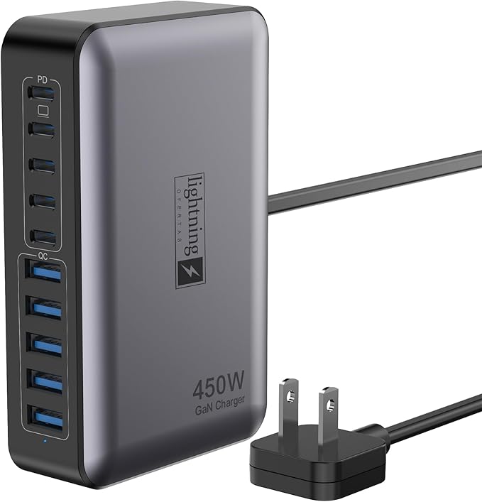 USB C Charger Block 10 Ports, 450W USB Charging Station by lightningofertas