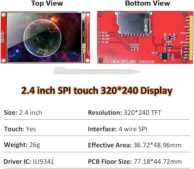 Hosyond 2.4 Inches TFT LCD Touch Screen Shield Display Module 320x240 SPI - Image 2