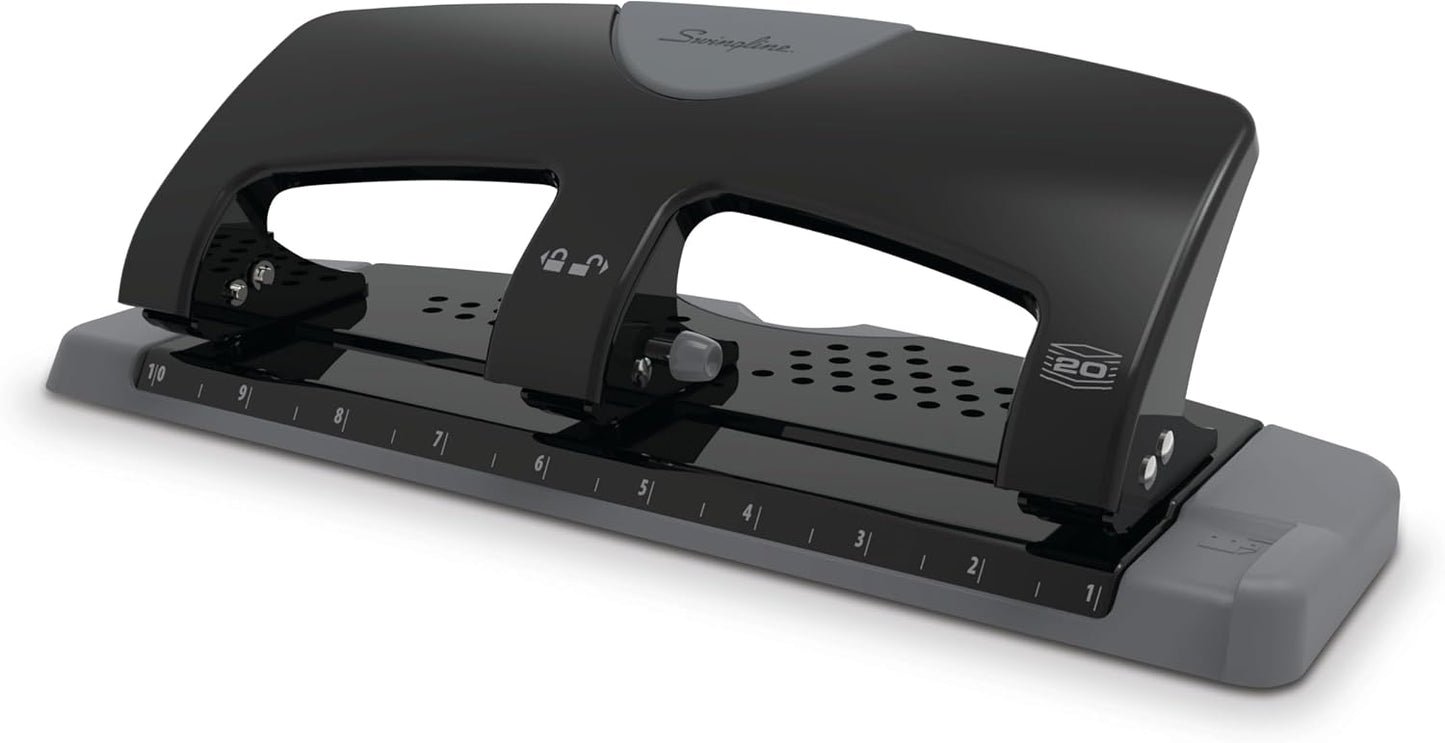 Swingline 3 Hole Punch, 20 Sheet Capacity Three Hole Puncher 3 Ring, Paper Punch, SmartTouch Low Effort, Black & Silver (74133) (Pack of 6)