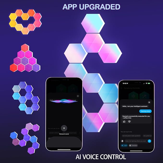 Smart Hexagon Lights DIY Hexagon Led Light App & Remote Controlled & Music Sync - Image 2