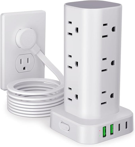 Power Strip Tower with Multiple Outlets, Flat Plug Surge Protector Tower by Unknown