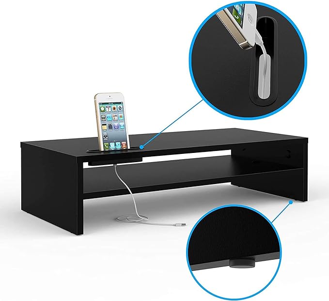 BONTEC Wood Monitor Stand Riser, 2-Tier Desktop Organizer - Image 4