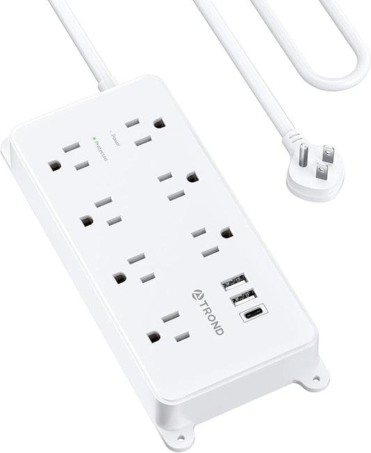 TROND Surge Protector Power Strip 10ft, ETL Listed, Flat Plug Long Extension by TRONDOfficial