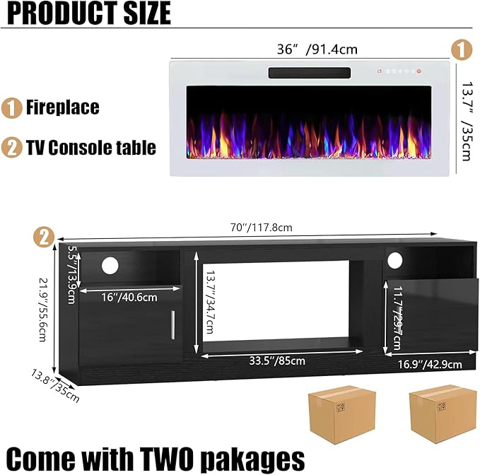 VITESSE TV Stand Fireplace - Image 2
