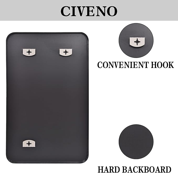 Bathroom Mirror, 55 x 36 inch Black Rectangle Wall Mirror, Metal Frame Rounded - Image 9