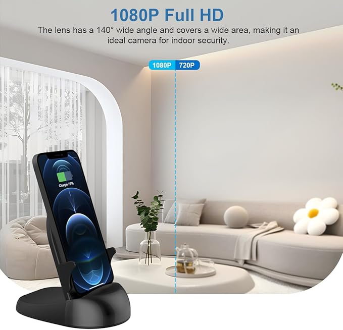 Alkaenum FHD 1080p Dome Camera WiFi Wireless Phone Charger, Indoor Security - Image 7