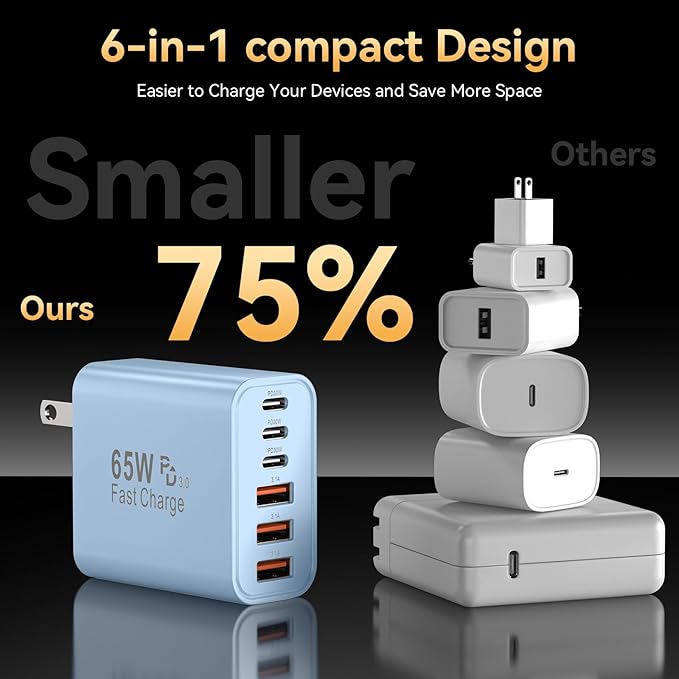 USB C Fast Charger Block, iPhone Charger Fast Charging Blocks 65W Multi Port - Image 3