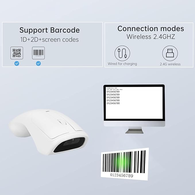 THARO New Wireless Mouse Barcode Scanner, 2-in-1 Design 2D Handheld Barcode - Image 5