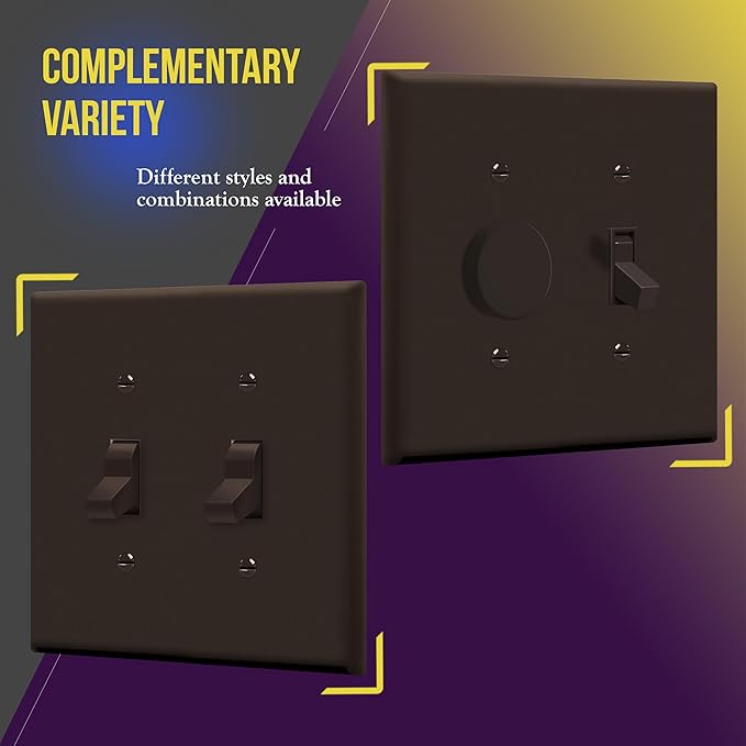 ENERLITES Toggle Light Switch Wall Plate, Gloss Finish, Midway Size 2-Gang - Image 5