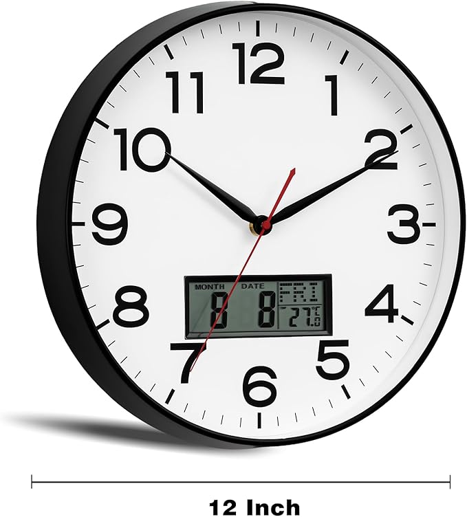 AKCISOT Wall Clock 12 Inch, Non-Ticking Silent Battery Operated Analog - Image 4