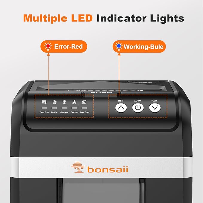 Bonsaii Paper Shredder Heavy Duty, 200-Sheet Auto Feed Micro-Cut 60 Minutes - Image 7