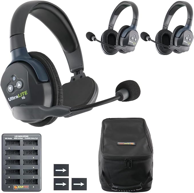 Eartec UL312 Ultralite-HD 3-Person Full Duplex Wireless Intercom Headset by Eartec