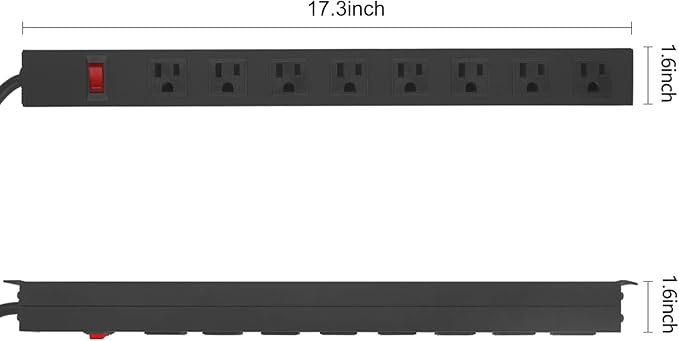 HHSOET Metal Wide Spaced Power Strip, 8 Outlets, 1200J Surge Protector - Image 2