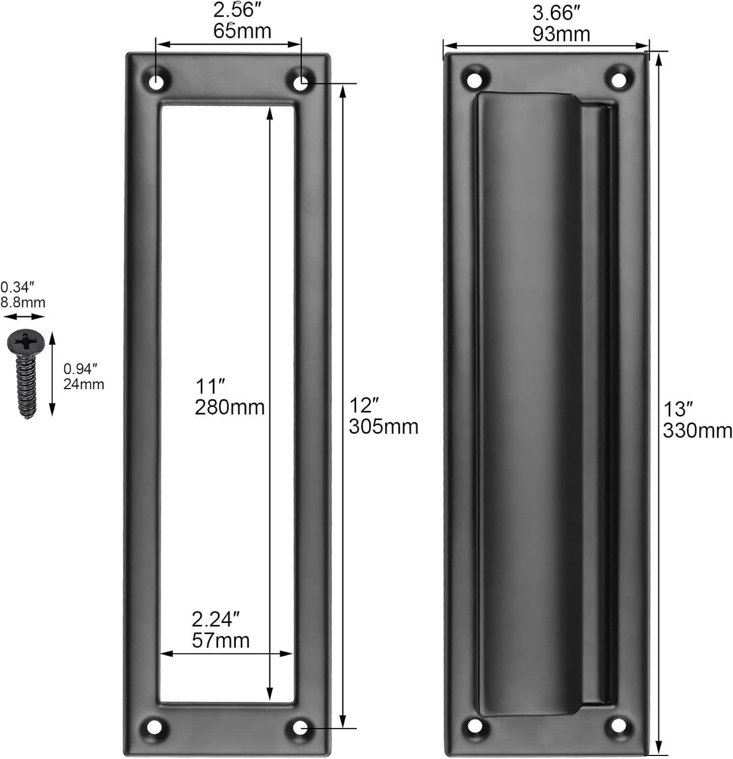1 Pack 13inch Mail Slot, Stainless Steel Mail Slot Cover for Front Door to Keep Mails Intact, Black