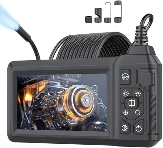 Endoscope Camera with Light, Borescope Camera with 4.3" IPS Screen, 1080P HD by COOVIE