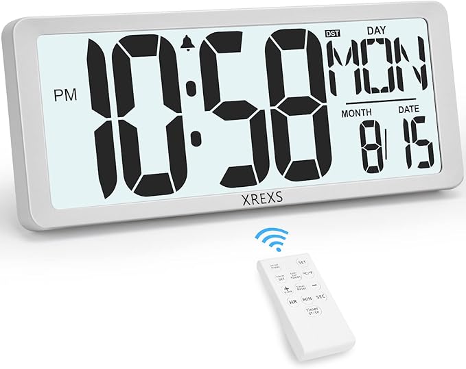 XREXS Digital Wall Clock with Backlight, 14.17 Inch Large Wall Clock with by XREXS