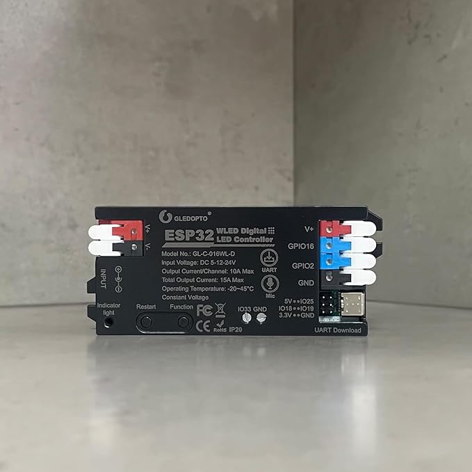 ESP32 WLED LED Strip Light Controller 15A Fuse Link Built in Mic UART Type-C - Image 8