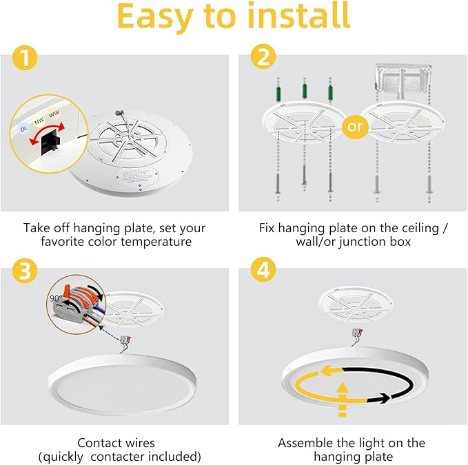 RLEDPZTX Led Flush Mount Ceiling Light, 16 Inch 32w 3480lm, 3000k/4000k/6000k - Image 7