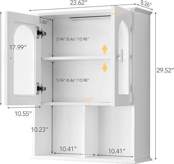 Bathroom Wall Cabinet with Lighting & Tissue Hole, Wall Mounted Glass Door - Image 2