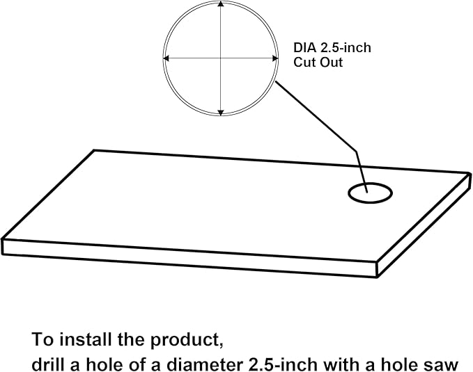 2.5 inch Hole Pop up Outlet for Countertop, 20W USB C, 4 USB Ports, 4 Outlets - Image 6