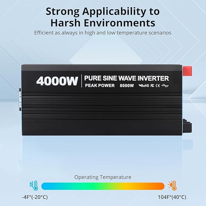 4000W Pure Sine Wave Inverter, 1 USB Port 5v/3.4a, LCD Display&Remote Controller - Image 2