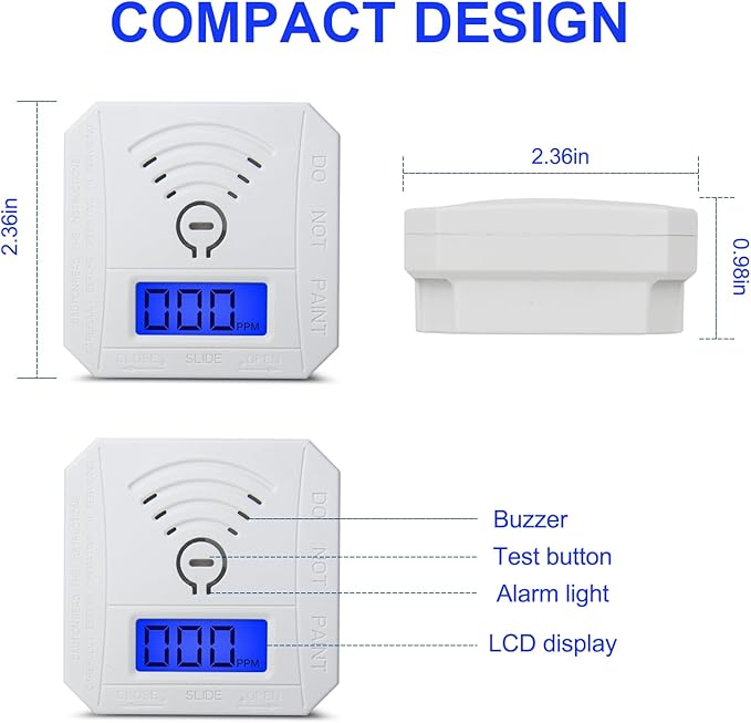 TALLPOWER Carbon Monoxide Detector, CO Gas Monitor Alarm, CO Sensor - Image 2