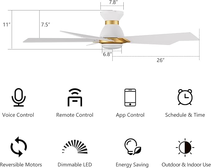 SMAAIR 52 Inch Smart Ceiling Fan - Image 8