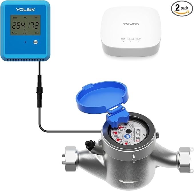 YoLink FlowSmart NSF Water Meter, Smart Water Usage Monitor and Water Leak by YoLink