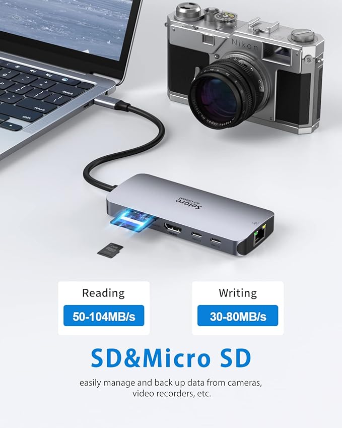 USB C Adapters for MacBook Pro/Air, Selore 9 in 1 USB C Hub - Image 6
