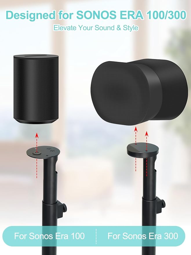 Haturi Speaker Stand Single for Sonos ERA 300 & 100, Height Adjustable 22”–42” - Image 2