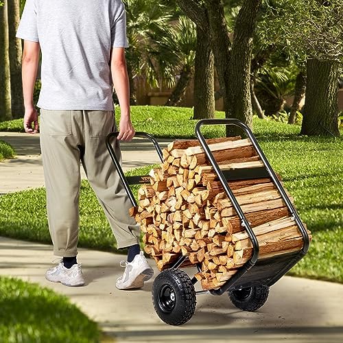 vevor log cart 250 lbs load capacity, outdoor, front angle view