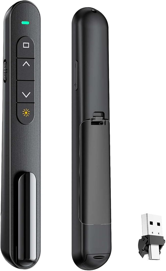 QUI Presentation Clicker for PowerPoint, RF 2.4GHz USB C Wireless Presenter by QUI