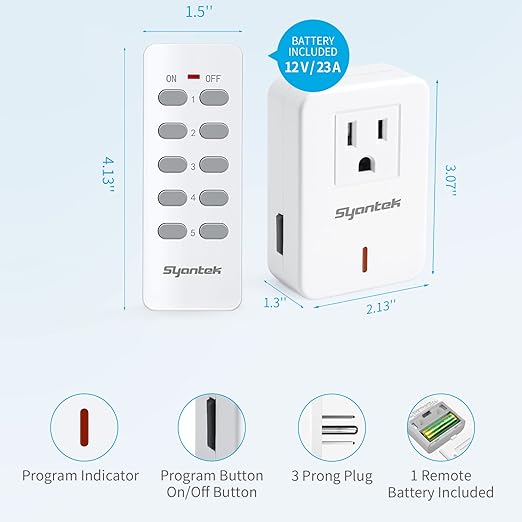 Syantek Remote Control Outlet Wireless Light Switch - Image 7