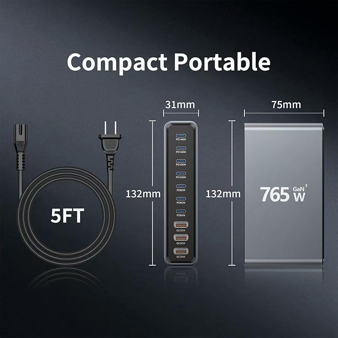 765W 10-Port GaN 3 Desktop Charging Station - Image 2