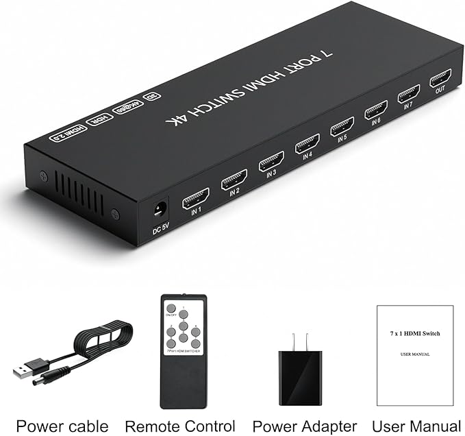 RuiPuo 7Port HDMI Switcher 4K@60Hz 5In 1Out HDMI Selector - Image 6