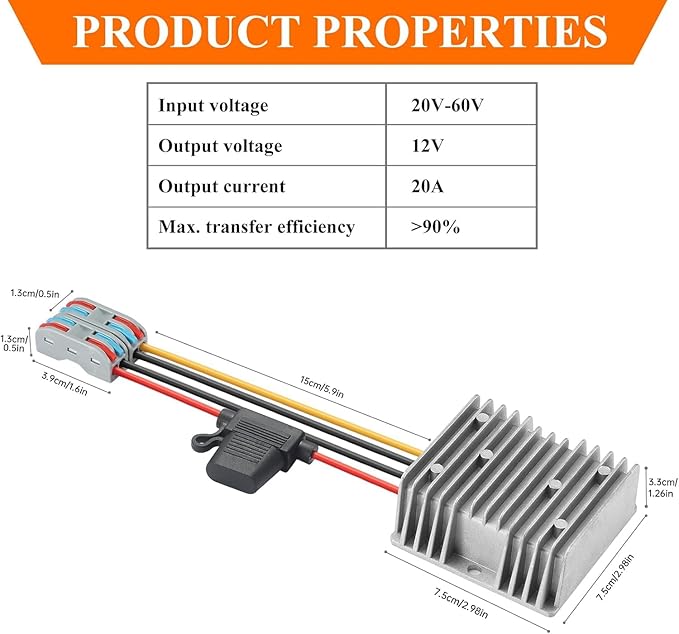 DC 24V to 12V Regulated Converter 20A 240W Step-Down Converter 12V to 24V DC - Image 5
