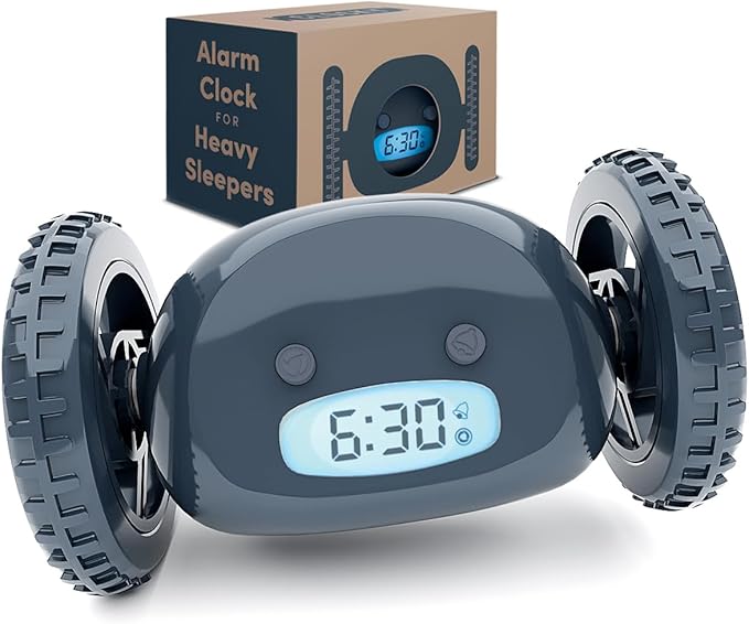 CLOCKY Extra Loud Alarm Clock for Heavy Sleepers on Wheels Rolls Runs Away by Clocky
