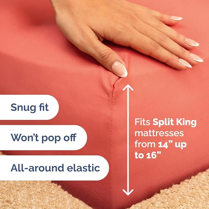 Split Head King Sheet Set – 4 Piece Flex Split Top King Sheets - Image 5