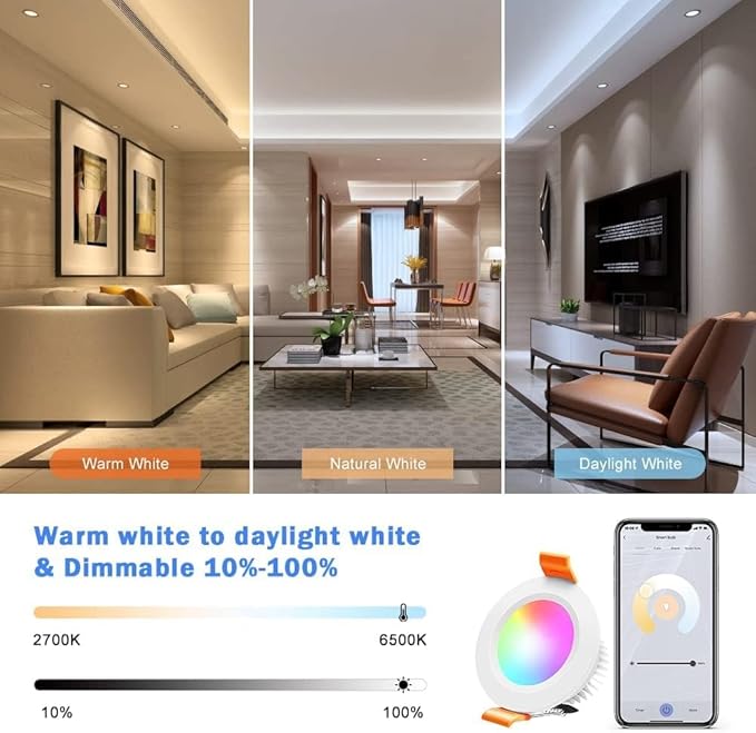 inShareplus 2 Inch Smart Recessed LED Lights, WiFi Downlight 5W 120V, Dimmable - Image 4