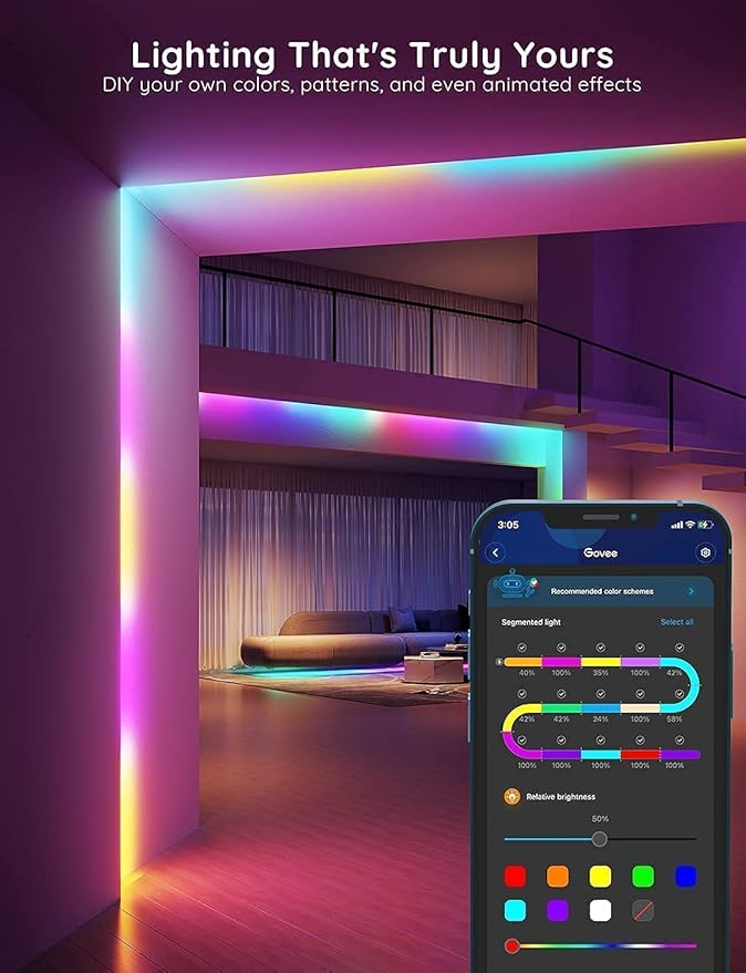 Govee 100ft RGBIC LED Strip Lights, Smart LED Lights Work - Image 3