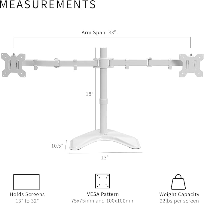 VIVO Dual LED LCD Monitor Mount, Free-Standing Desk Stand - Image 3