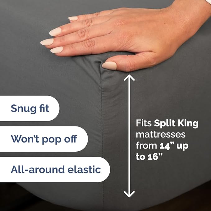 Split Head King Sheet Set – 4 Piece Flex Split Top King Sheets - Image 4