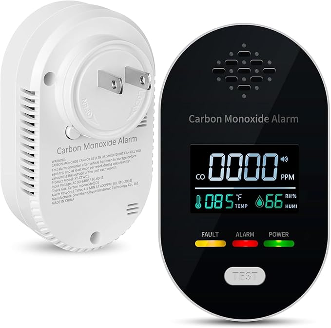 Carbon Monoxide Detector Plug in Wall, 3-in-1 CO Detector by Bestechy