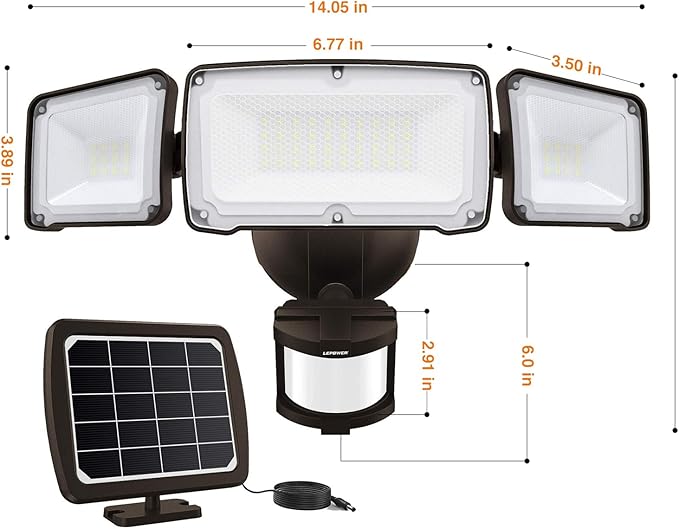 LEPOWER 1600LM LED Solar Security Lights Motion Outdoor, 5500K White Light - Image 8