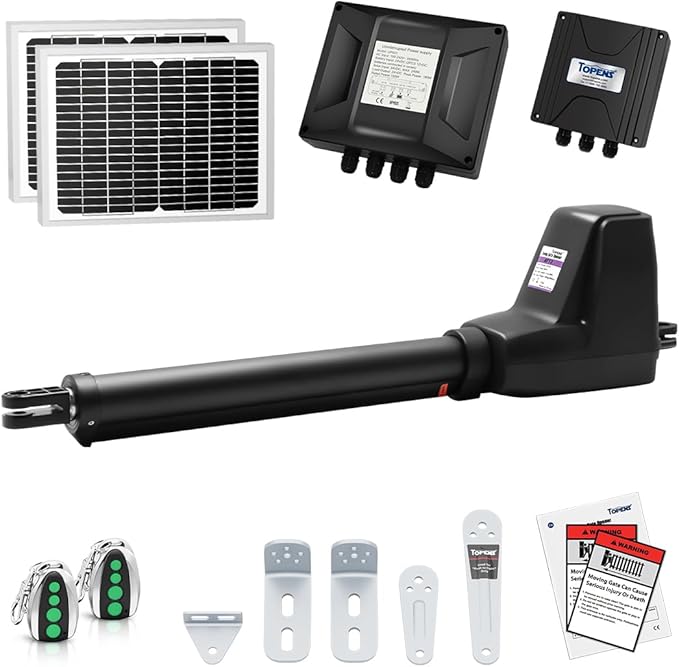 TOPENS AT12131S Solar Single Swing Gate Opener Heavy Duty Automatic Gate Motor by TOPENS