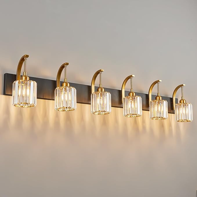 FDPBY 6-Light Crystal Vanity Light, 51.18" Long Over Mirror Lighting by FDPBY
